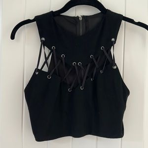 Black Cross Crop Top